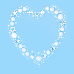 Image showing Christmas Heart Shape Wreath with Snowflakes and Baubles