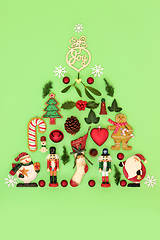 Image showing Christmas Tree with Ornaments, Food, Flora and Symbols