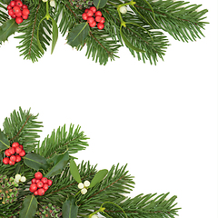 Image showing Christmas Winter Flora Background Border 