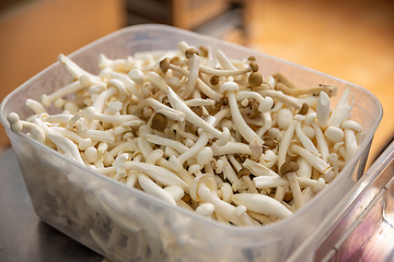 Image showing White enoki mushrooms.