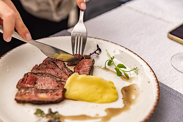 Image showing Grilled sliced steak