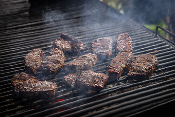 Image showing Grilled beef steak on the grill