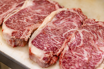 Image showing Raw Japanese wagyu sirloin steak