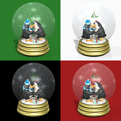 Image showing Kissing Penguins Snow Globes