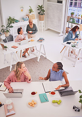 Image showing Meeting, collaboration and diversity team working on a corporate project together in the office. Teamwork, company and business people planning a b2b strategy in a coworking space in the workplace.