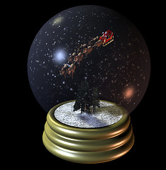 Image showing Flying Santa Snow Globe