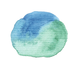 Image showing Hand painted watercolor blob on textured paper.