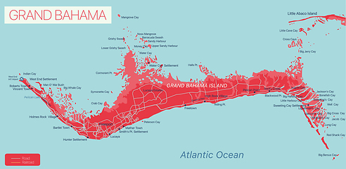 Image showing Grand Bahama island detailed editable map