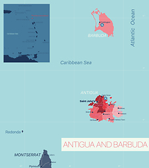 Image showing Antigua and Barbuda detailed editable map