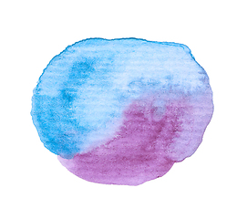 Image showing Hand painted watercolor blob on textured paper.