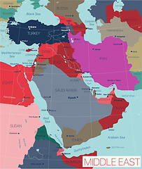 Image showing Middle East region detailed editable map