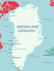 Image showing Greenland island detailed editable map