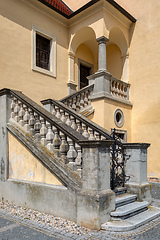 Image showing Stairs to church of the Assumption of the Virgin Mary in Valtice, Czech republic