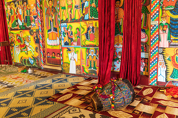 Image showing Religious drum inside in monastery on Lake Tana, Ethiopia Africa