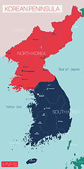 Image showing KOREAN PENINSULA detailed editable map