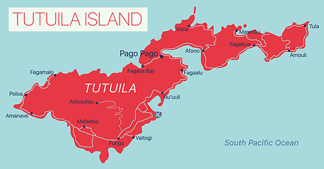 Image showing Tutuila Islands detailed editable map