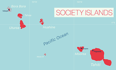 Image showing Society Islands detailed editable map