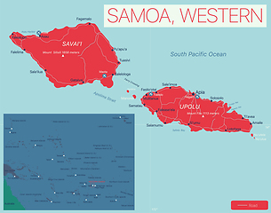 Image showing Western Samoa detailed editable map