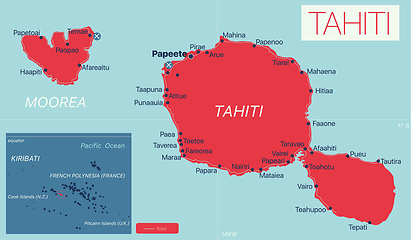 Image showing Tahiti detailed editable map