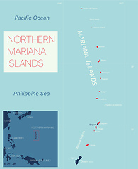 Image showing Nothern Mariana Islands detailed editable map