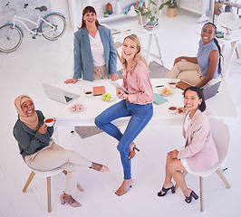 Image showing Women, office diversity and creative startup collaboration for employee teamwork in digital advertising, design and marketing company. Business meeting planning, woman designers and web design team