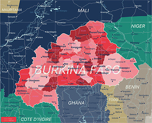 Image showing Burkina Faso country detailed editable map