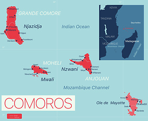 Image showing Comores Islands detailed editable map