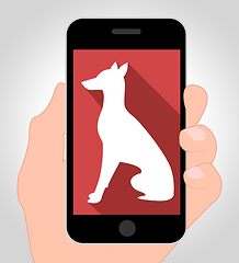 Image showing Dogs Online Means Canine Phone 3d Illustration