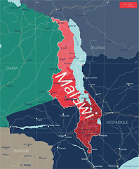 Image showing Malawi country detailed editable map