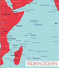 Image showing Indian ocean region detailed editable map