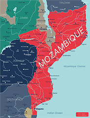 Image showing Mozambique country detailed editable map