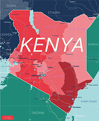 Image showing Kenya country detailed editable map