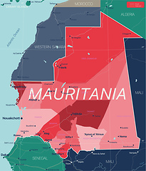 Image showing Mauritania country detailed editable map