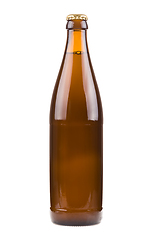 Image showing Generic brown beer bottle, sealed and filled with beer