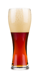 Image showing Red beer with bubbles foam in a glass