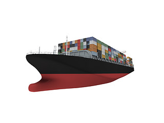 Image showing Container ship isolated front view