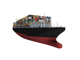 Image showing Container ship isolated front view