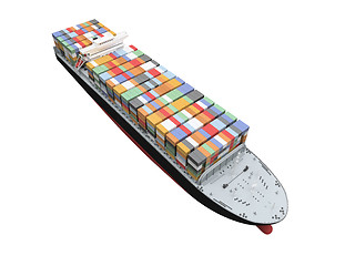 Image showing Container ship isolated front view