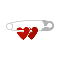 Image showing Two Valentines Heart With Pin Icon