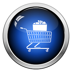 Image showing Shopping Cart With Bag Of Food Icon