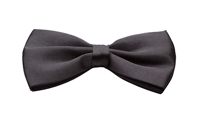 Image showing Black satin bow tie, formal dress code necktie accessory