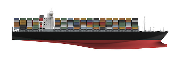 Image showing Container ship isolated front view