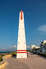 Image showing Small Lighthouse on promenade. Can Picafort Beach. Balearic Islands Mallorca Spain.