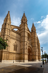 Image showing Gothic medieval cathedral La Seu and Royal Palace of La Almudaina. Palma de Mallorca. Balearic Islands Spain.