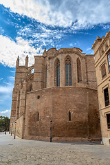 Image showing Gothic medieval cathedral La Seu and Royal Palace of La Almudaina. Palma de Mallorca. Balearic Islands Spain.