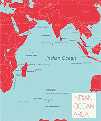 Image showing Indian ocean region detailed editable map