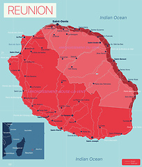 Image showing Reunion island detailed editable map