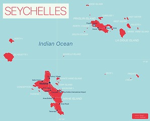 Image showing Seychelles islands detailed editable map