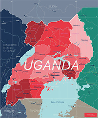 Image showing Uganda country detailed editable map