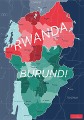 Image showing Rwanda and Burundi country detailed editable map